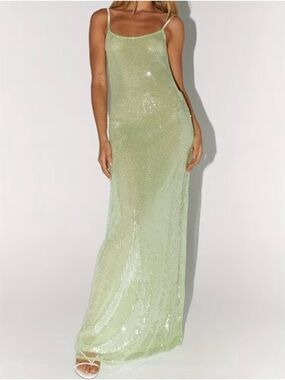 Peppermayo Sequin Maxi Dress - Lime Green